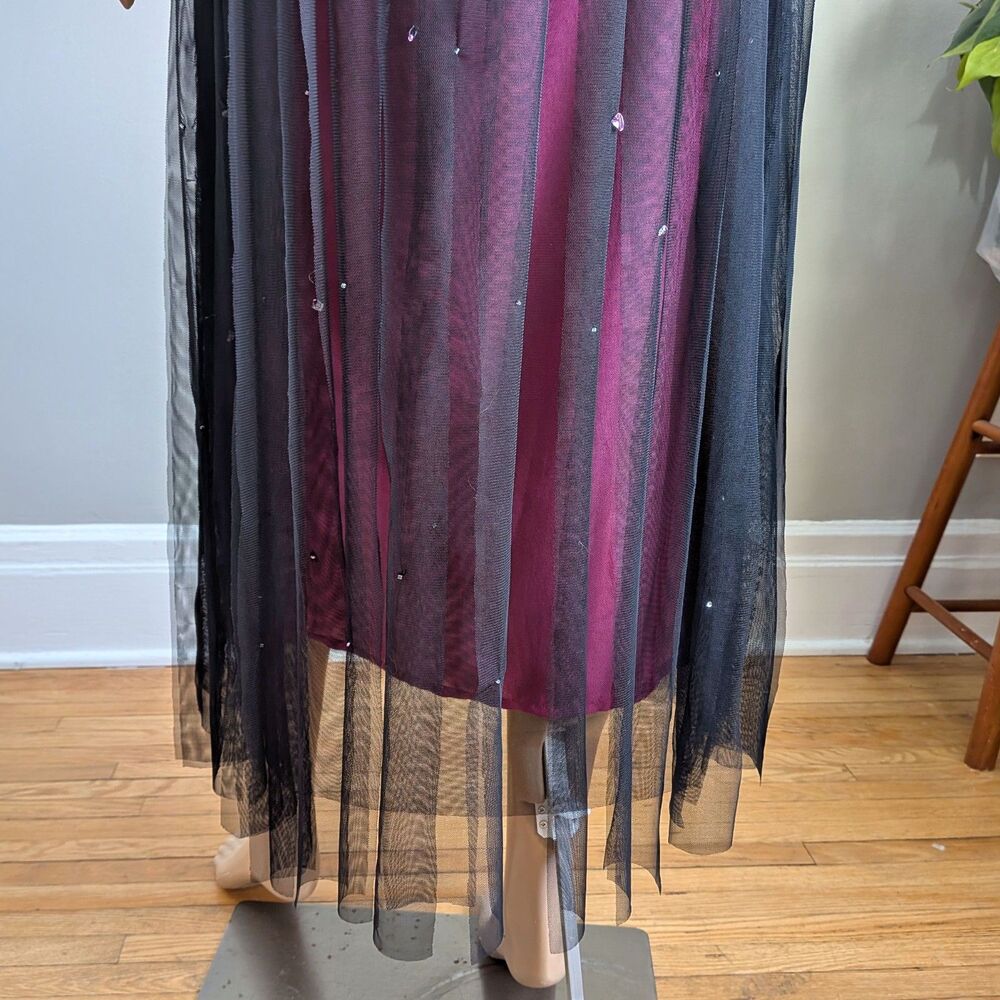 Vintage Y2K Charlotte Russe Black Midi Dress Sequin Beaded Gothic Fairycore M - Picture 15 of 16